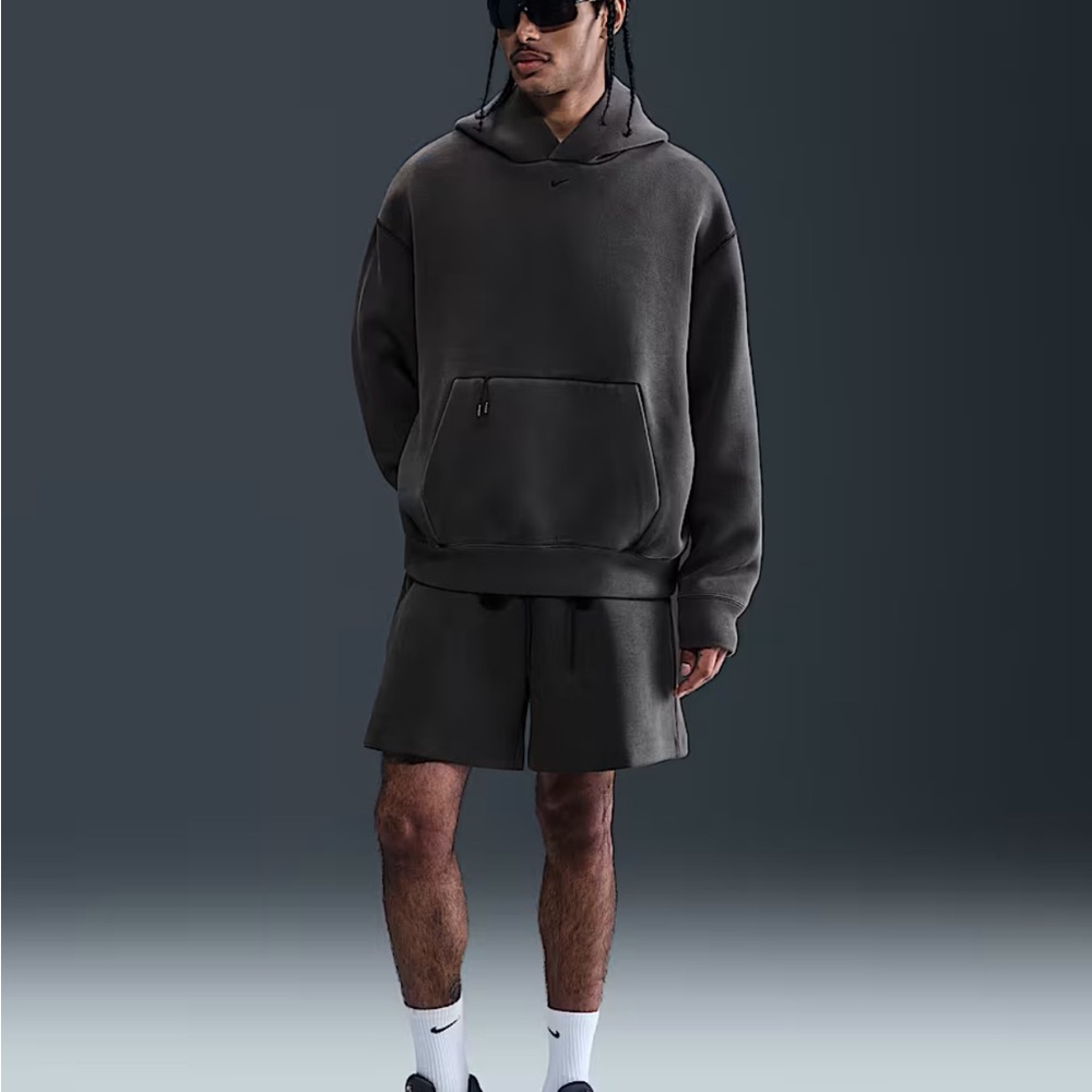 Nike Tech Men's Charcoal Fleece Hoodie - Picture 3 of 5